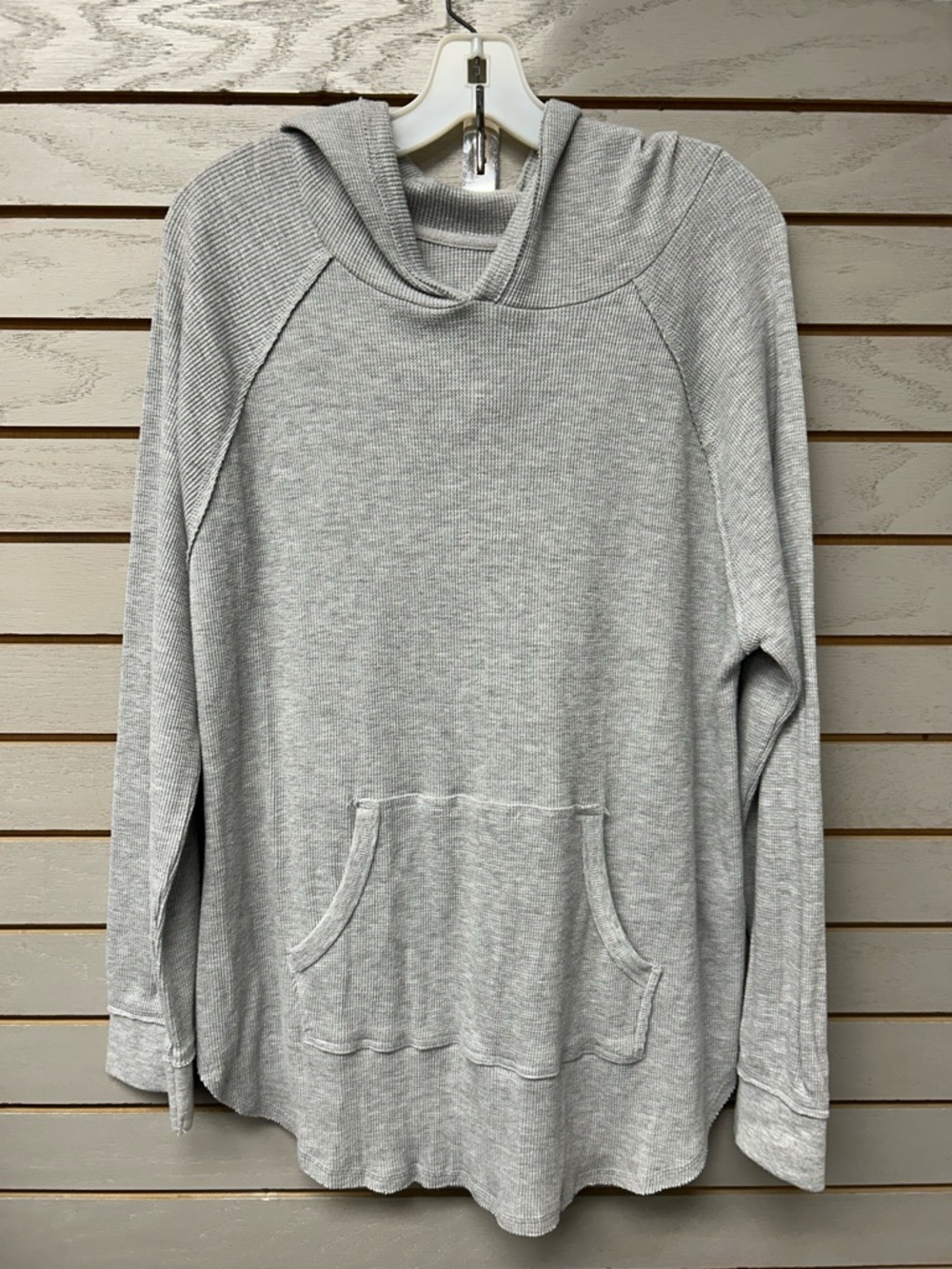 Z Supply Light Gray Waffle-Knit Hoodie